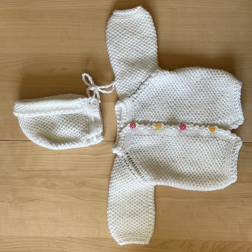 Handmade cardigan and hat set